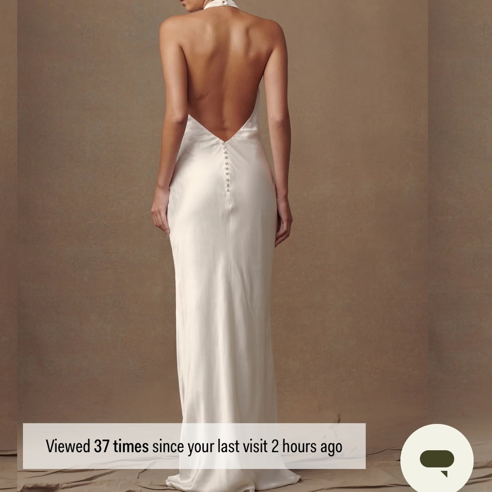 ESTHER - Iridescent Satin Cowl Maxi Dress - Ivory - Picture 3 of 4